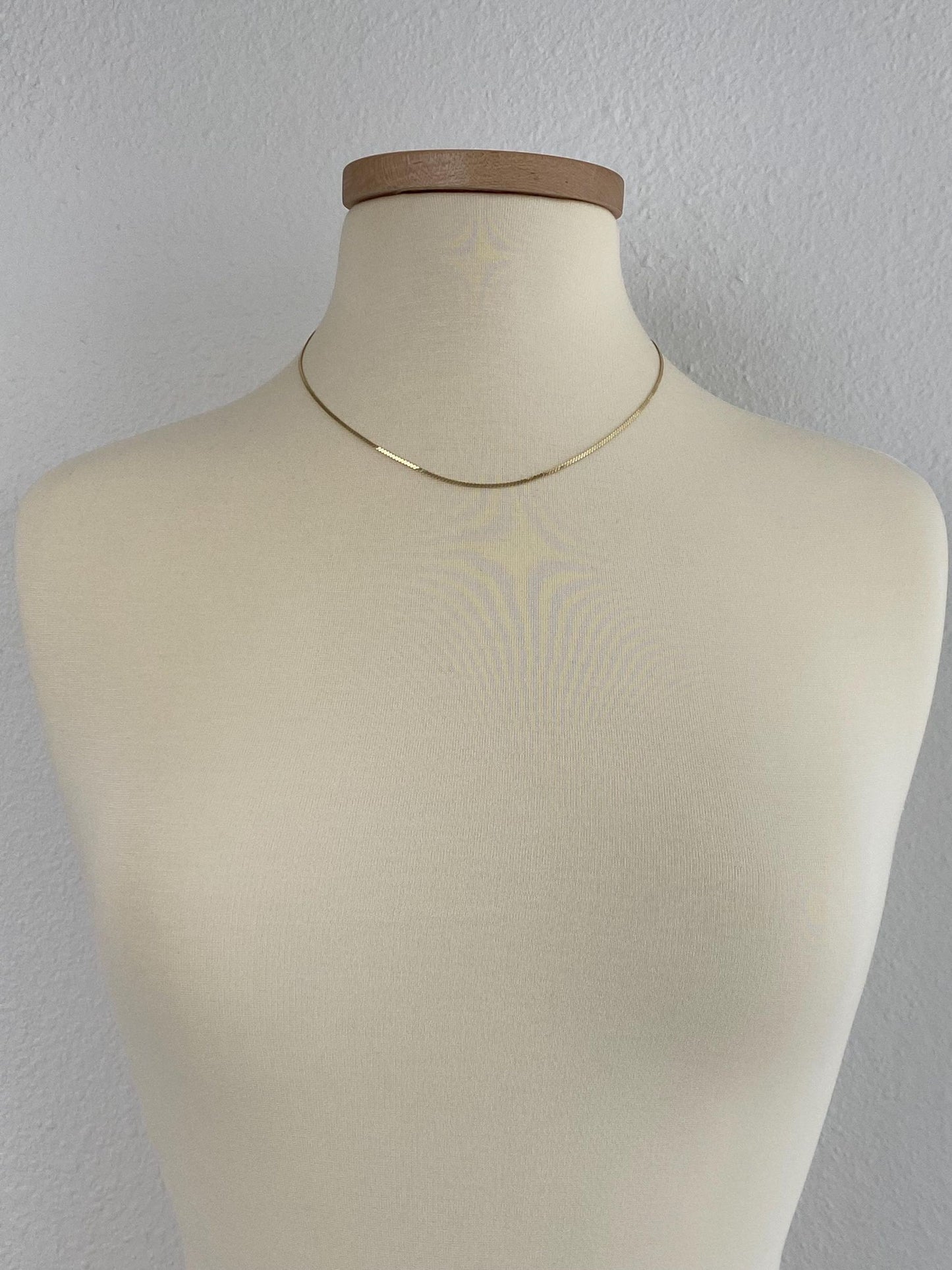 Vintage Solid 14k Yellow Gold Serpentine Chain Necklace - 18.25 inches