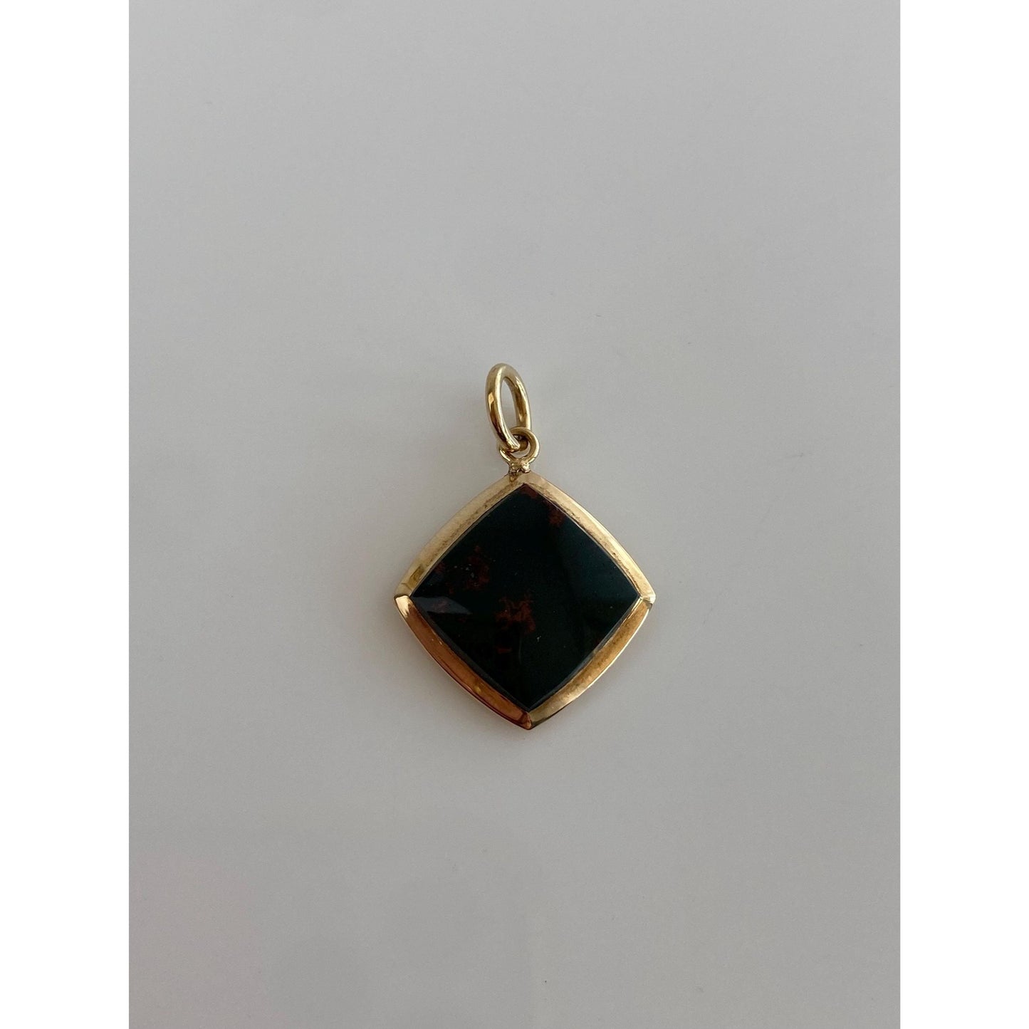 Vintage Solid 14k Yellow Gold Bloodstone Cufflink Conversion Charm