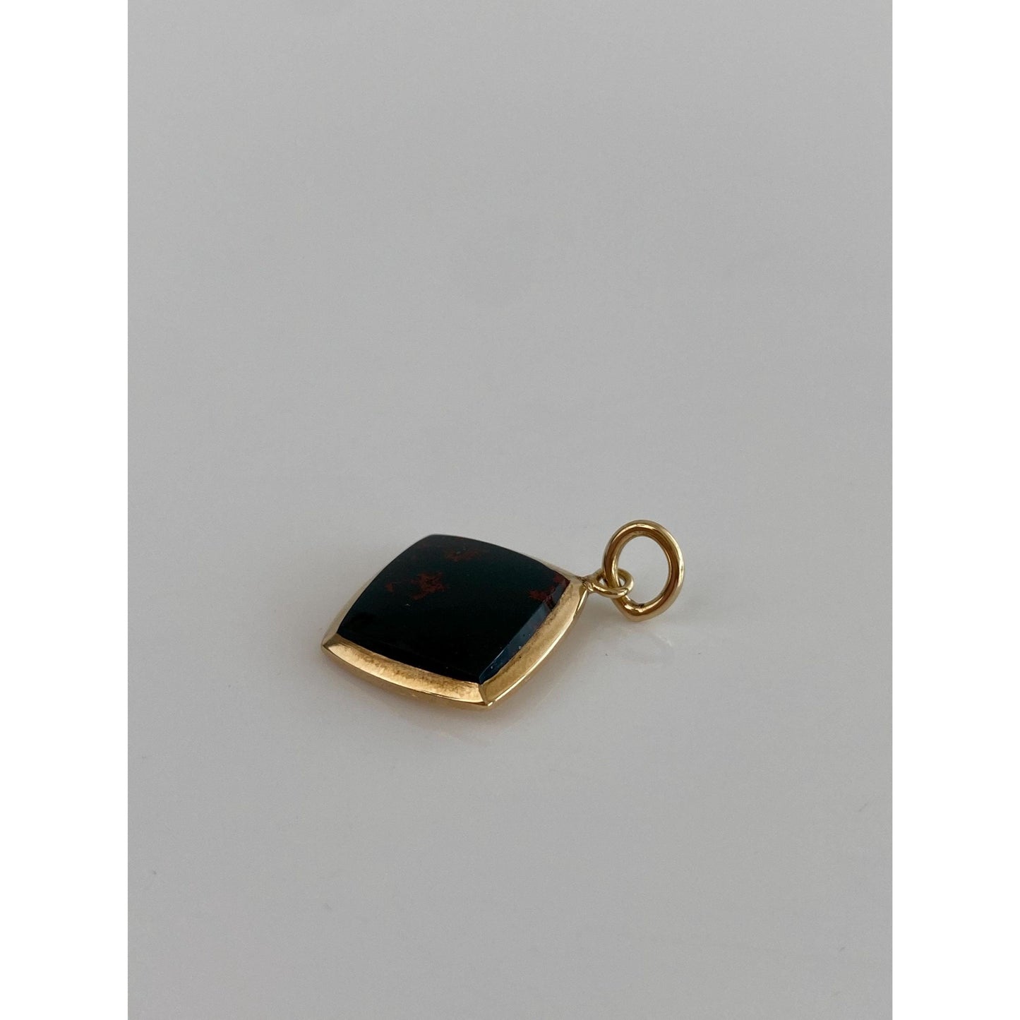 Vintage Solid 14k Yellow Gold Bloodstone Cufflink Conversion Charm