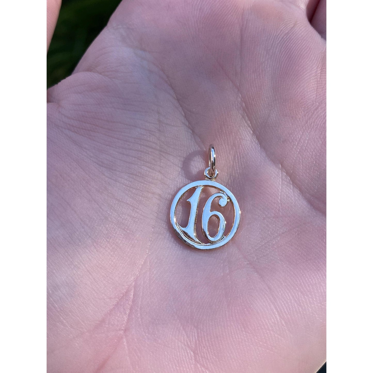 Vintage Solid 14k Yellow Gold '16' Charm