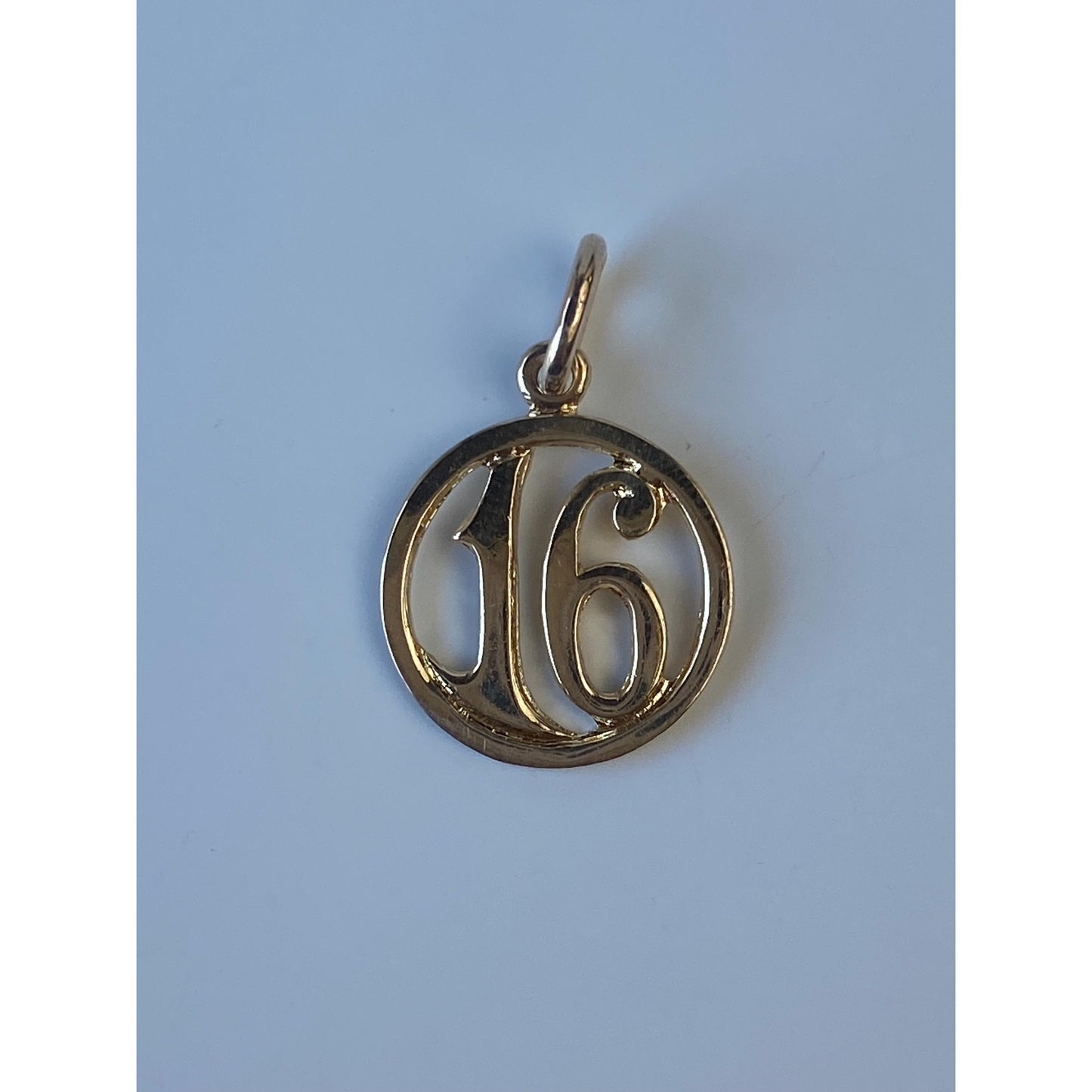 Vintage Solid 14k Yellow Gold '16' Charm