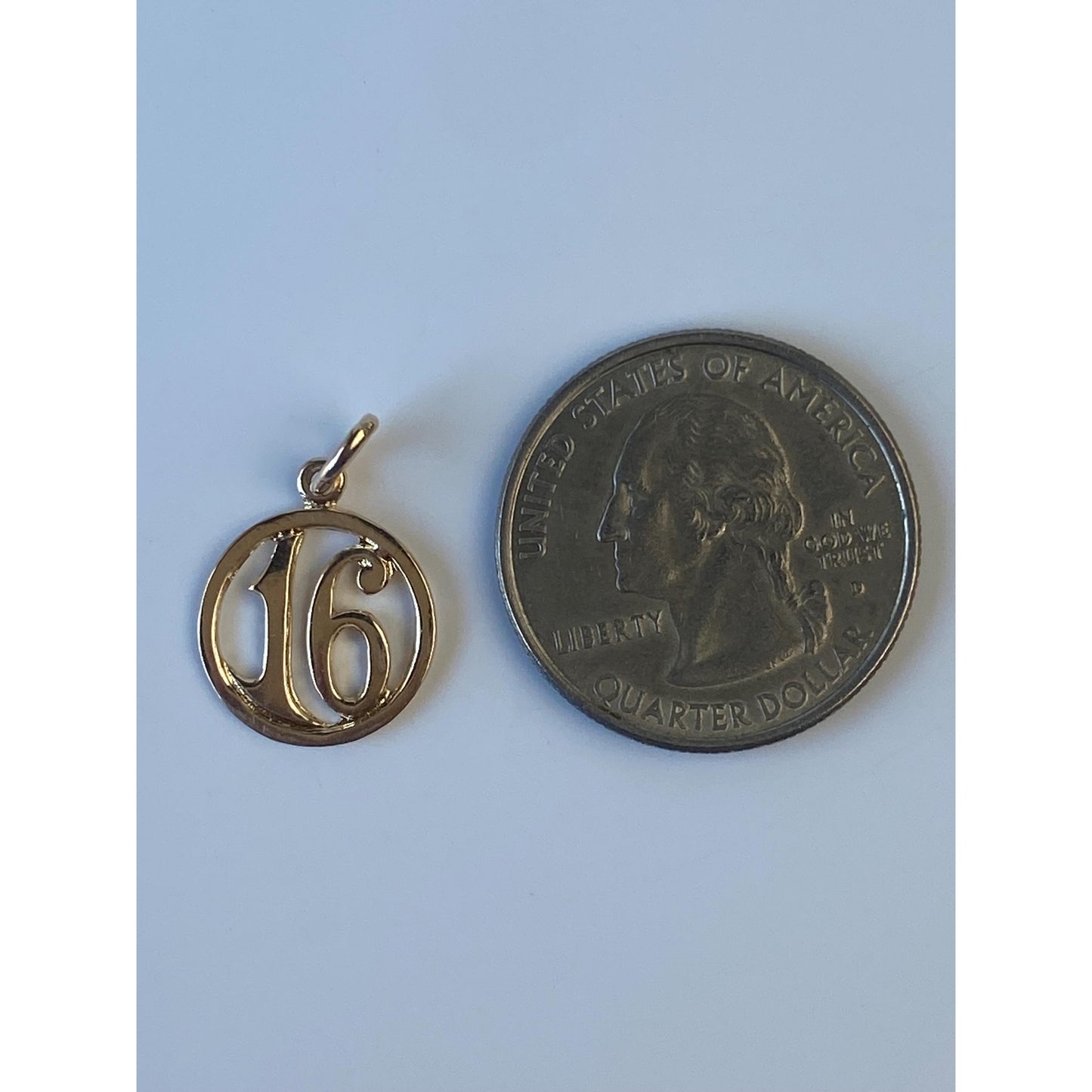 Vintage Solid 14k Yellow Gold '16' Charm