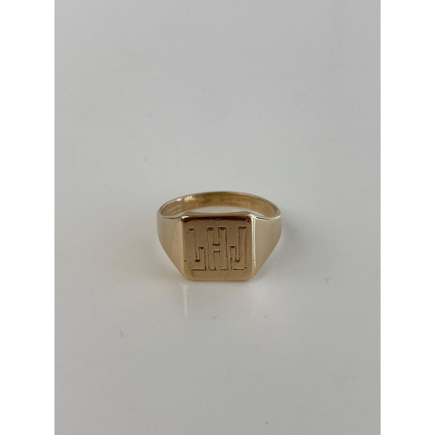 Vintage Solid 14k Yellow Gold LHJ Signet Ring - Size 6.5