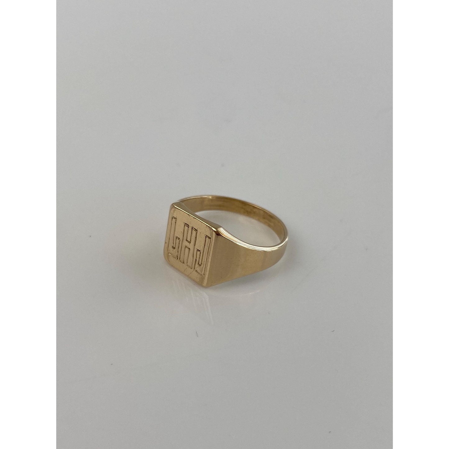 Vintage Solid 14k Yellow Gold LHJ Signet Ring - Size 6.5