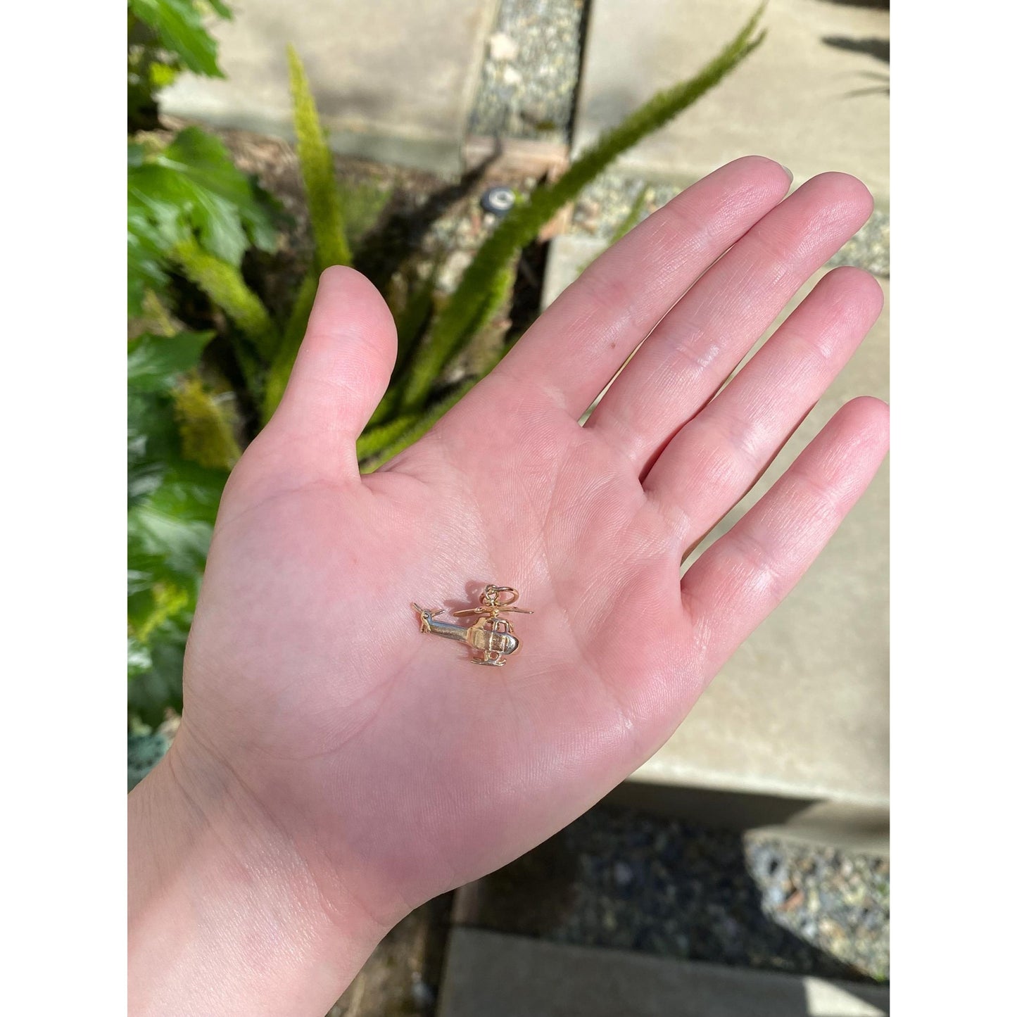 Vintage Solid 14k Yellow Gold Articulated Helicopter Charm