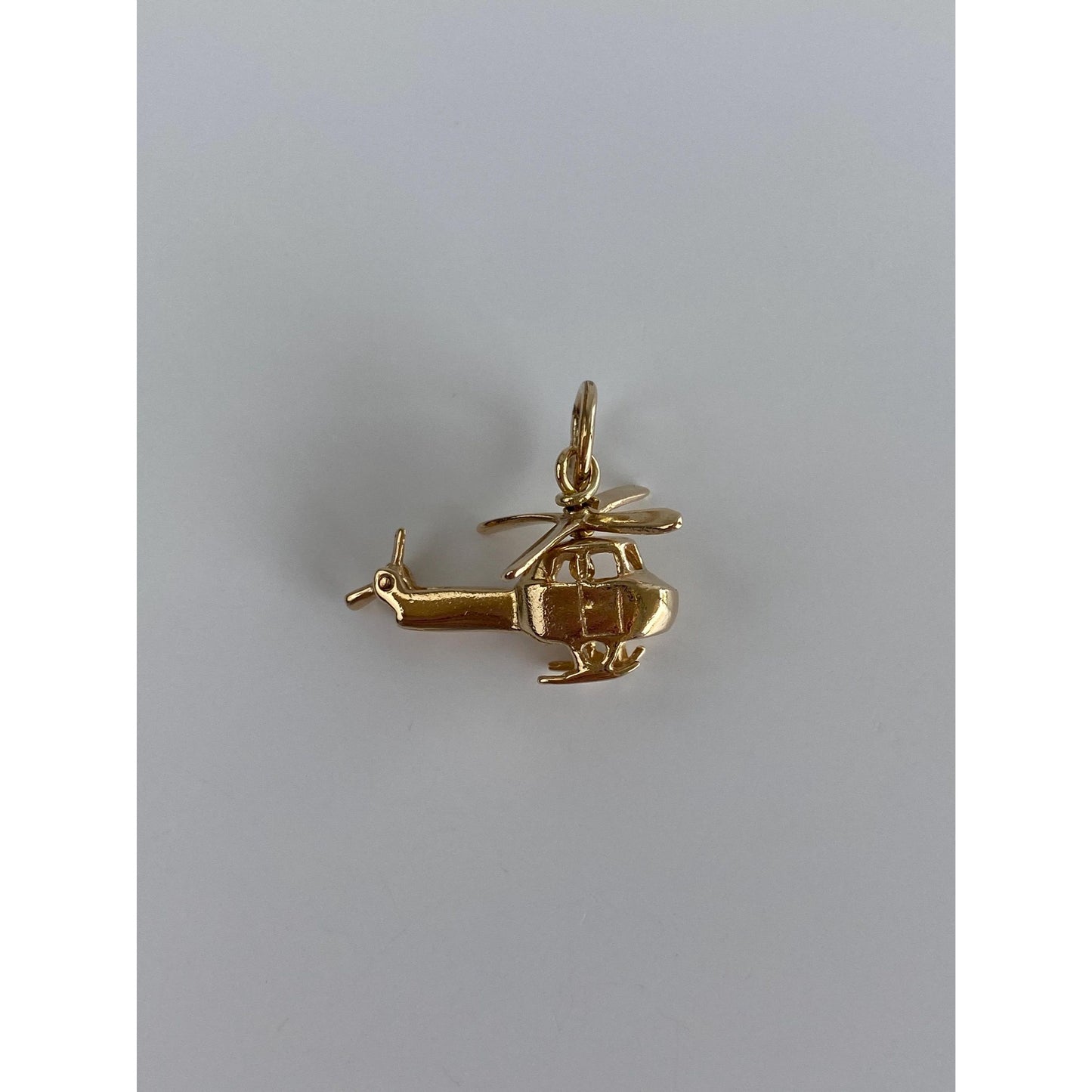 Vintage Solid 14k Yellow Gold Articulated Helicopter Charm