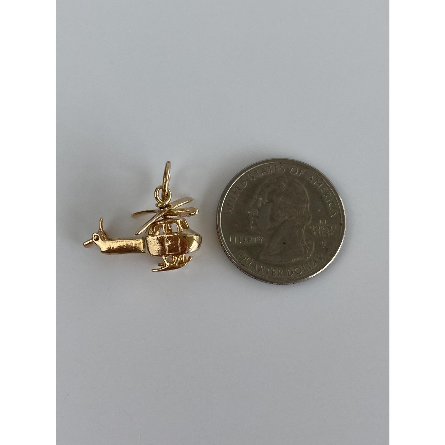 Vintage Solid 14k Yellow Gold Articulated Helicopter Charm