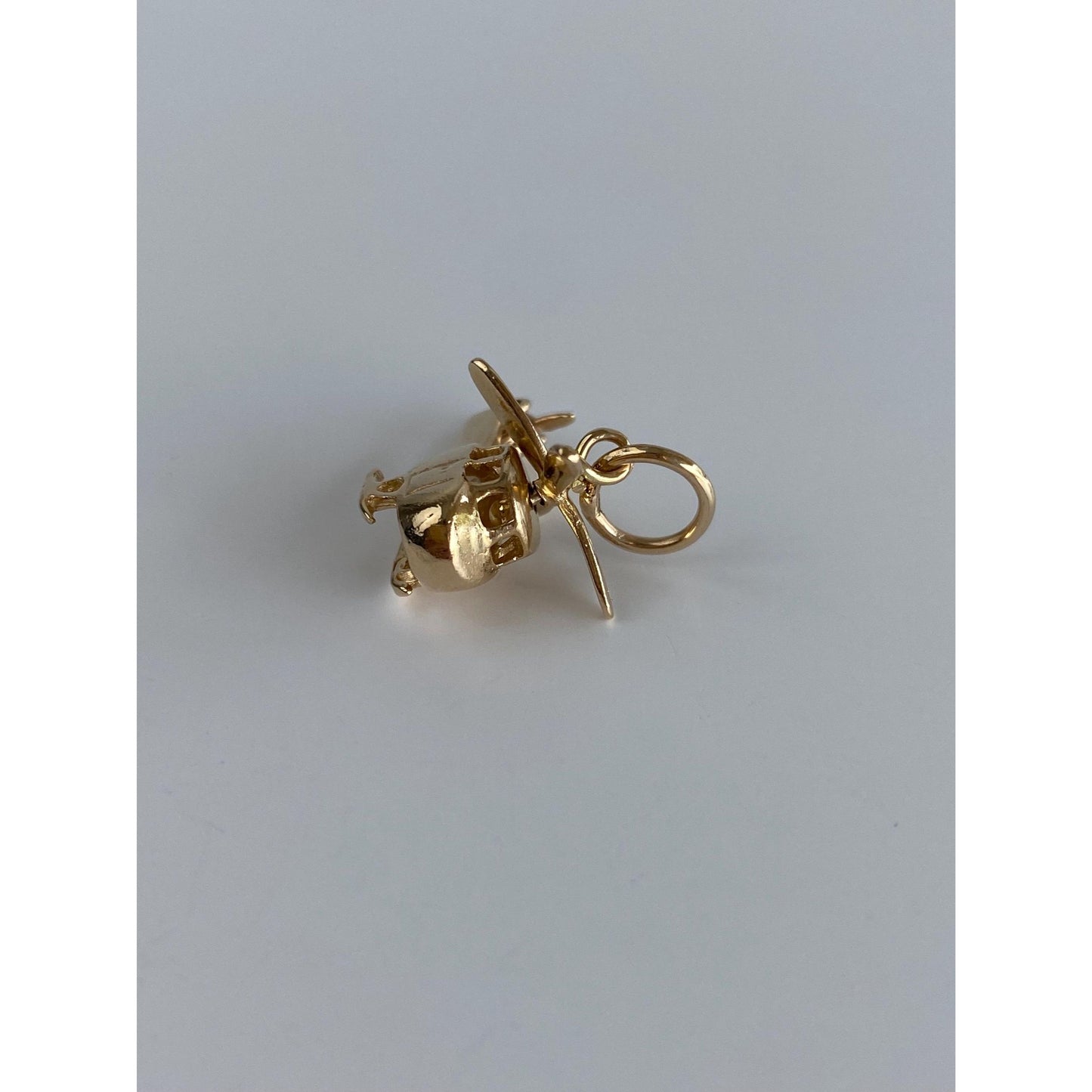 Vintage Solid 14k Yellow Gold Articulated Helicopter Charm