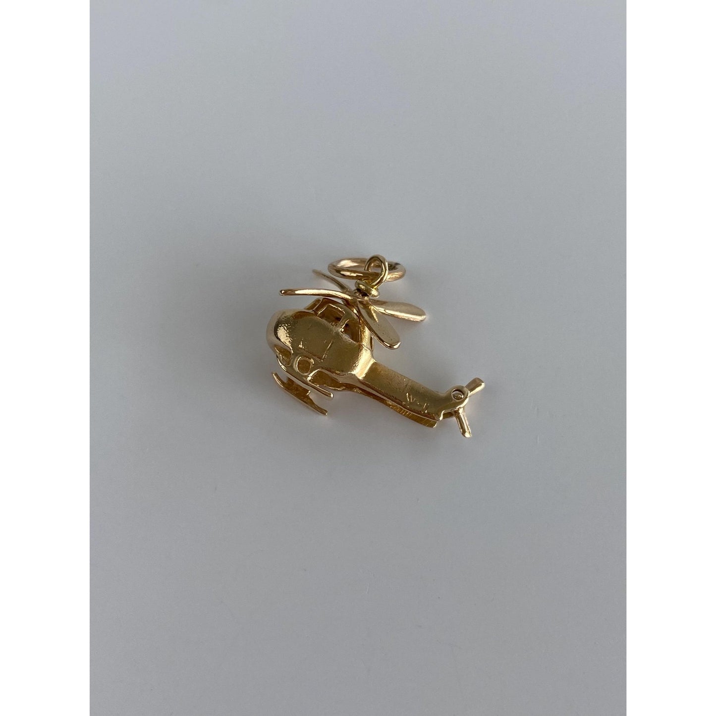 Vintage Solid 14k Yellow Gold Articulated Helicopter Charm