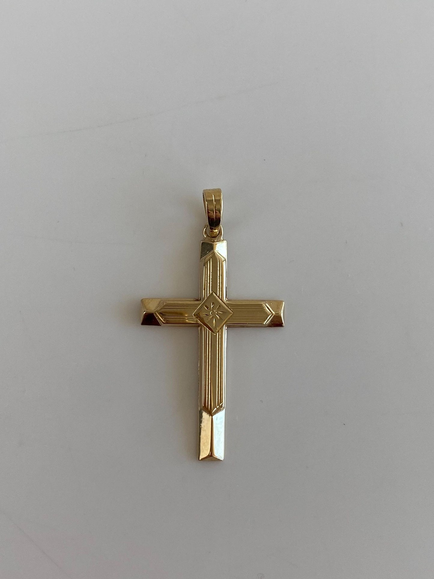 Vintage 14k Yellow Gold Lined Cross Charm