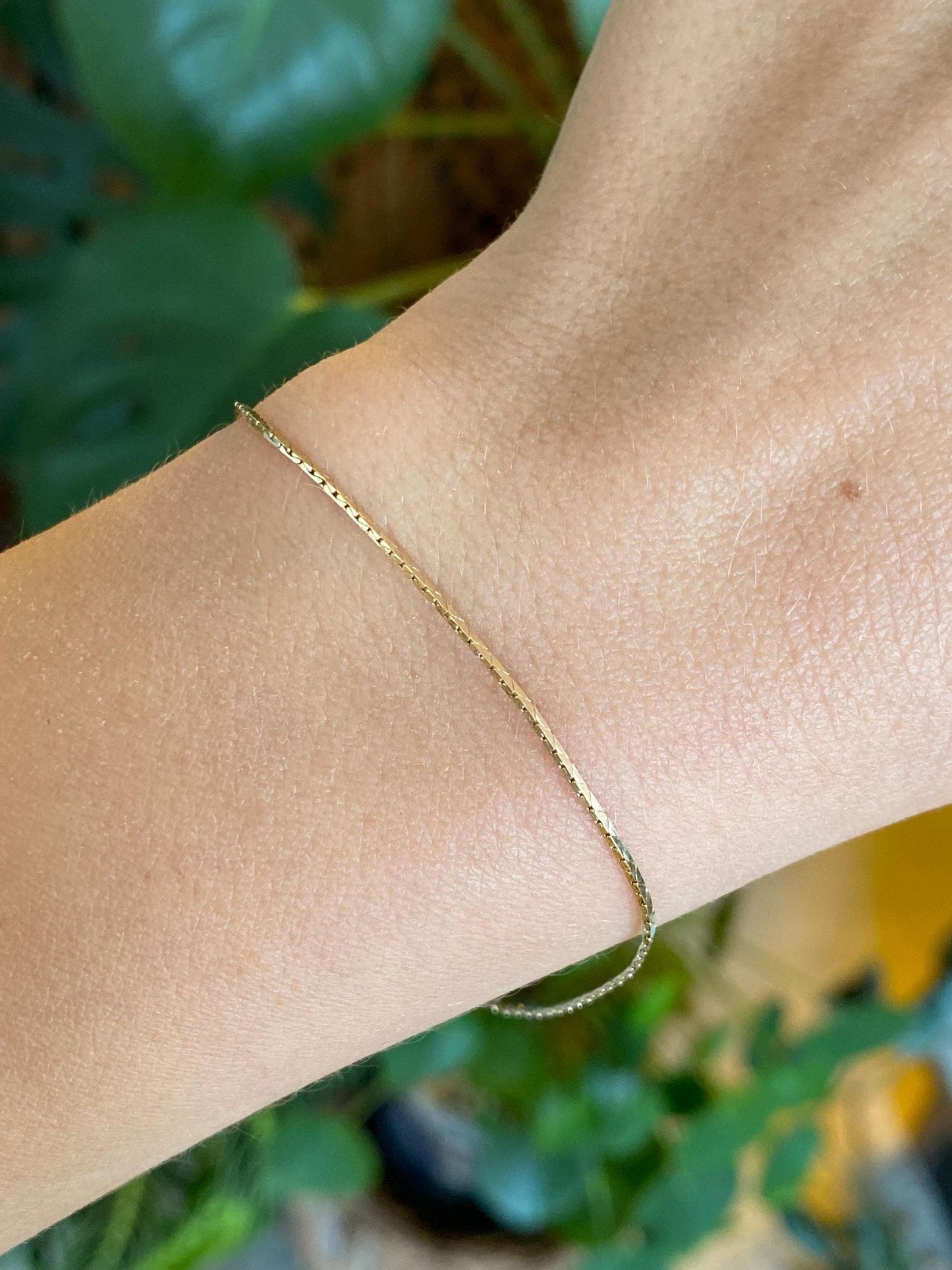 Vintage Solid 14k Yellow Gold Triangle Link Chain Bracelet - 7.5 inches