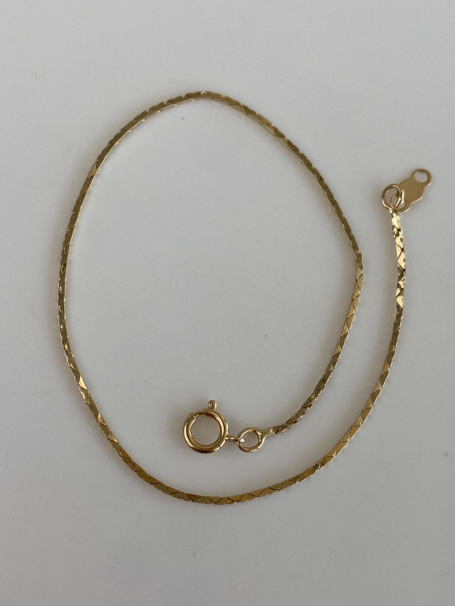 Vintage Solid 14k Yellow Gold Triangle Link Chain Bracelet - 7.5 inches