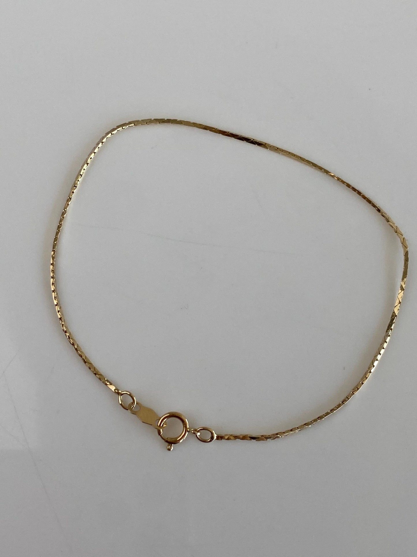 Vintage Solid 14k Yellow Gold Triangle Link Chain Bracelet - 7.5 inches