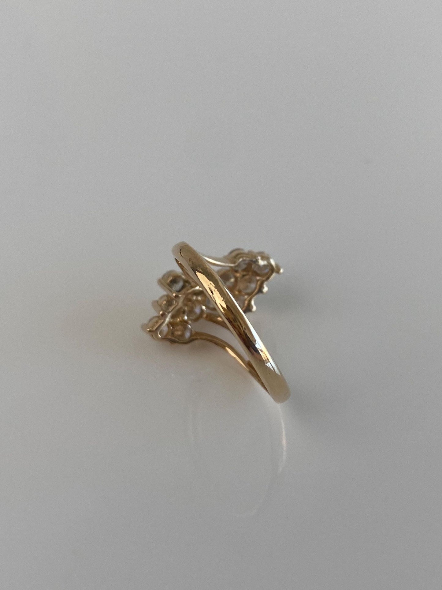 Vintage Solid 14k Yellow Gold Diamond Cluster Ring - Size 6.75