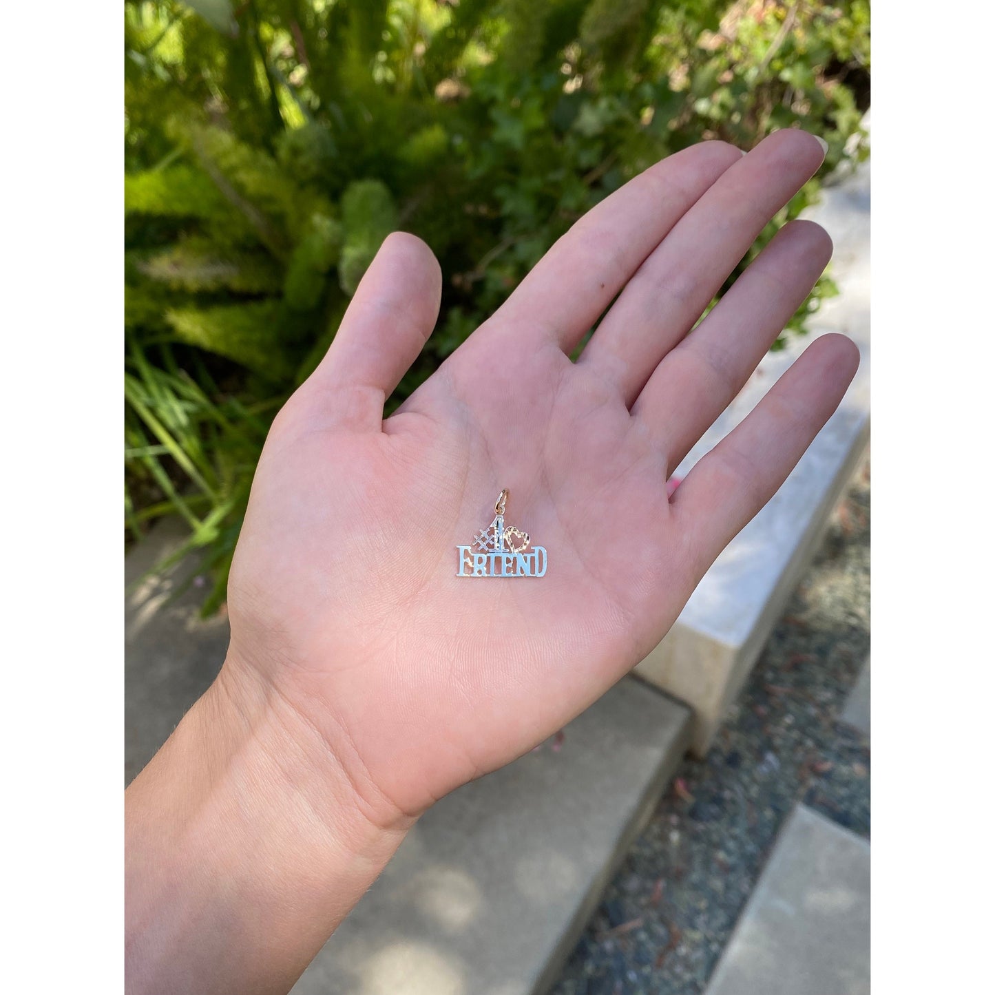 Solid 14k Tri Tone Gold '#1 Friend' Charm