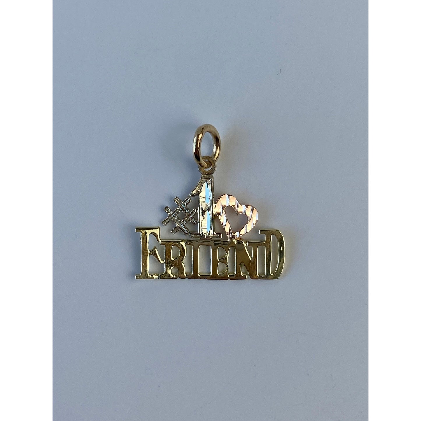 Solid 14k Tri Tone Gold '#1 Friend' Charm