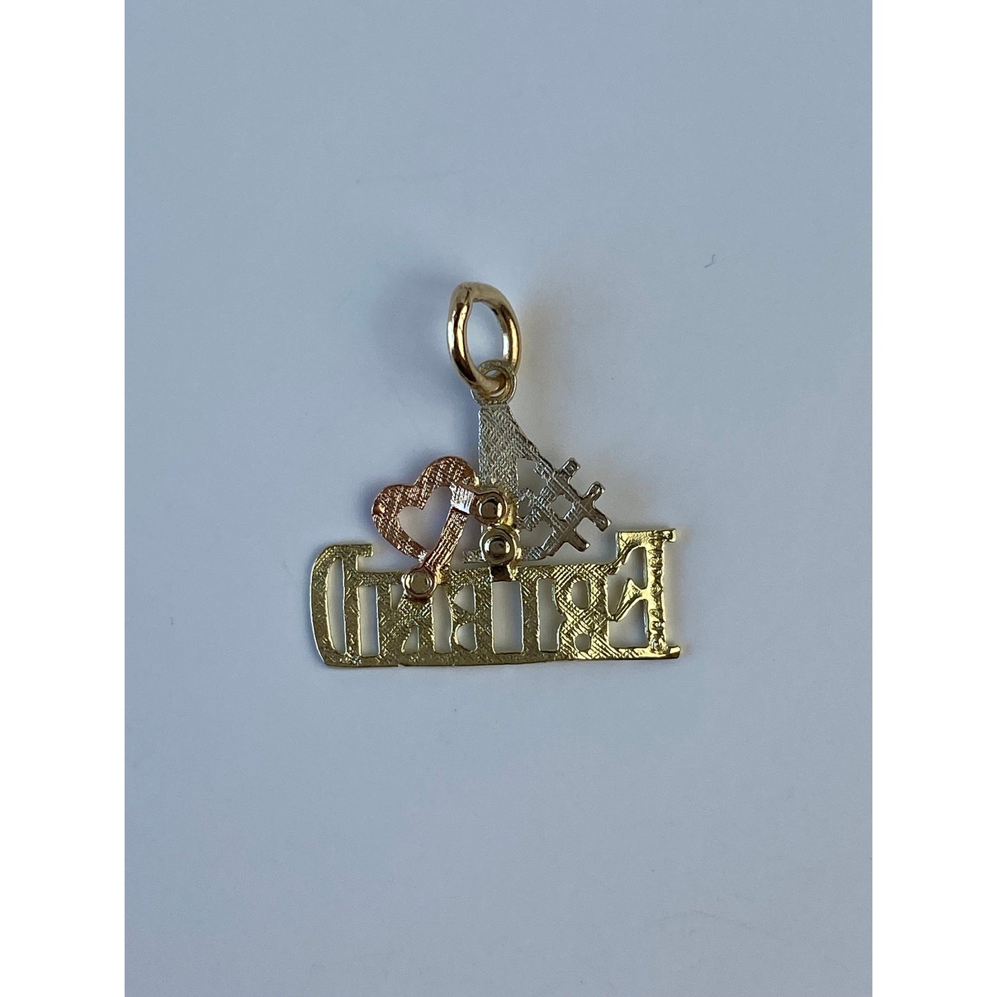 Solid 14k Tri Tone Gold '#1 Friend' Charm