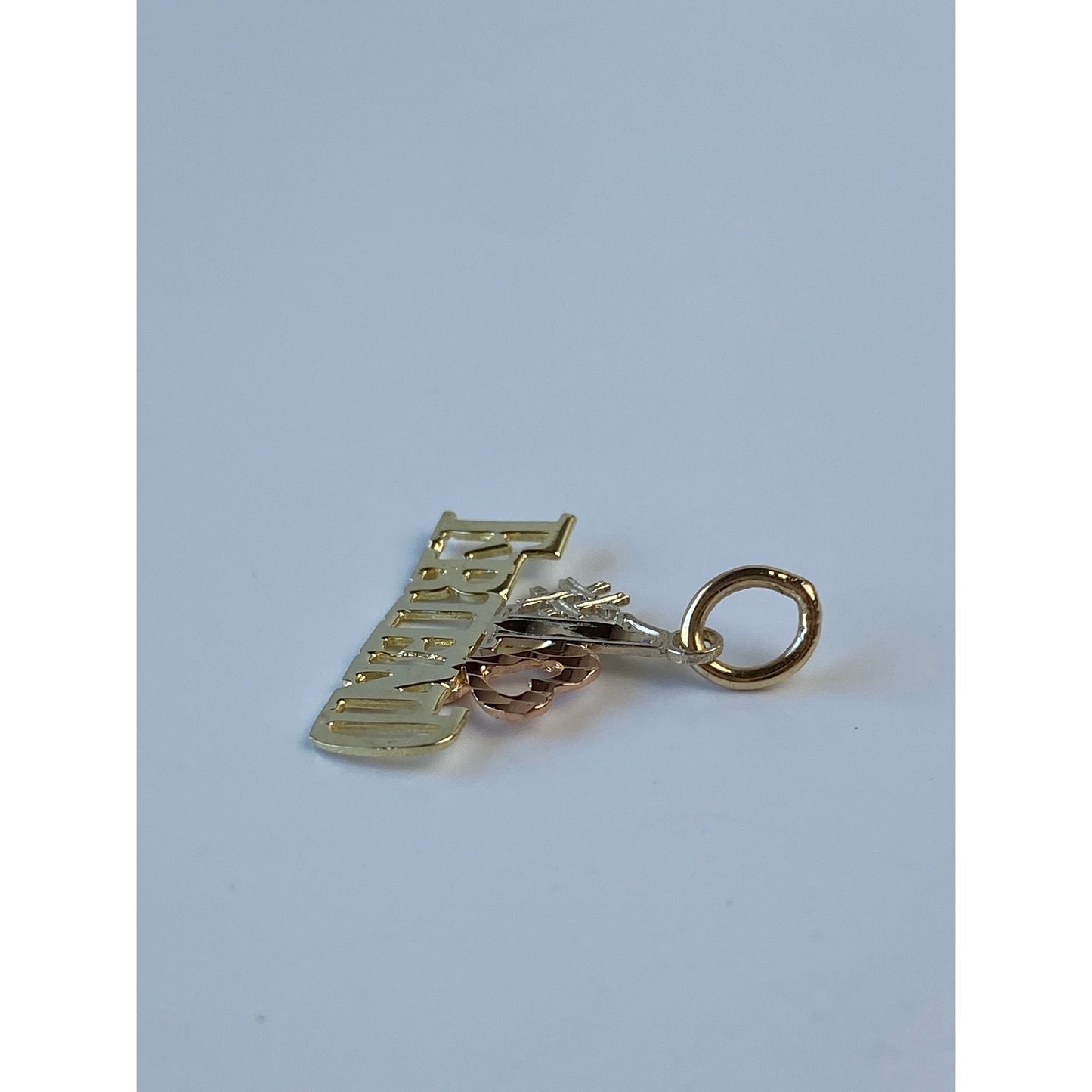 Solid 14k Tri Tone Gold '#1 Friend' Charm