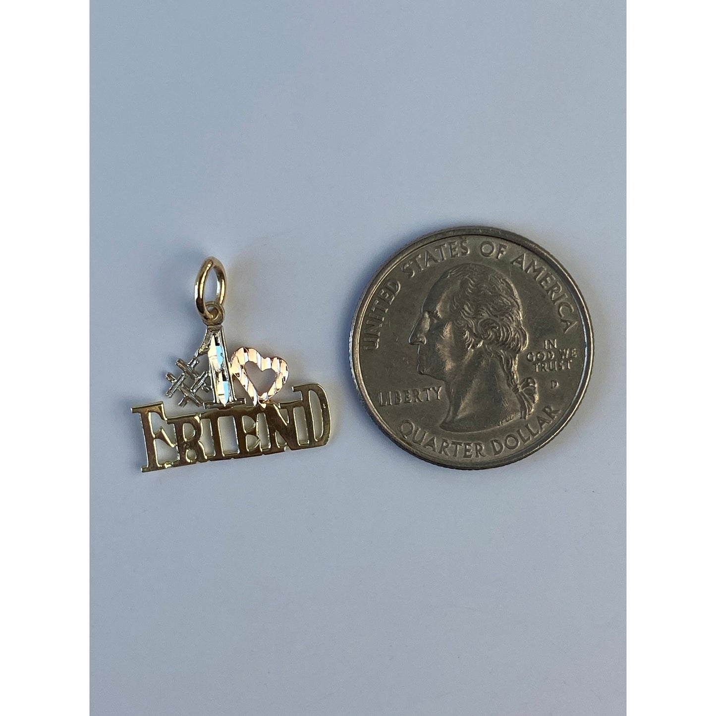 Solid 14k Tri Tone Gold '#1 Friend' Charm