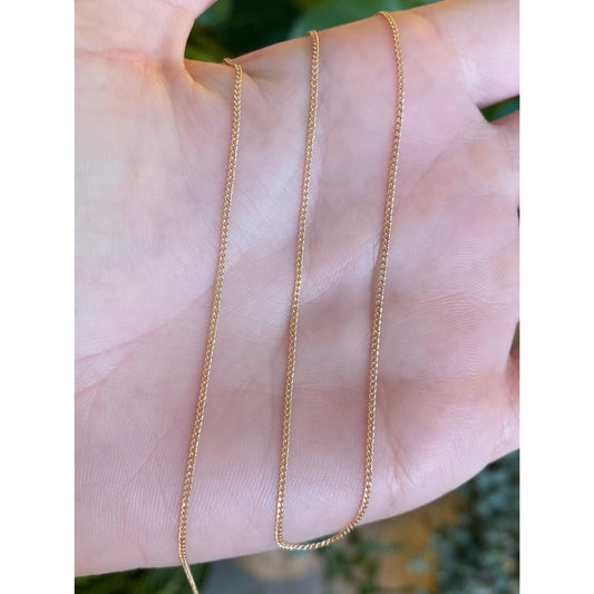 Vintage Solid 14k Yellow Gold Dainty Tight Curb Chain Necklace - 15 inches