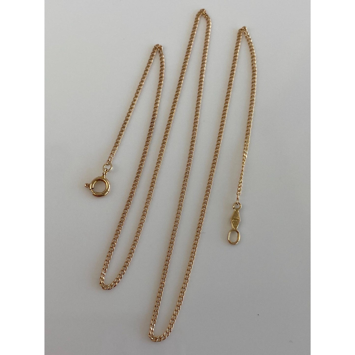 Vintage Solid 14k Yellow Gold Dainty Tight Curb Chain Necklace - 15 inches