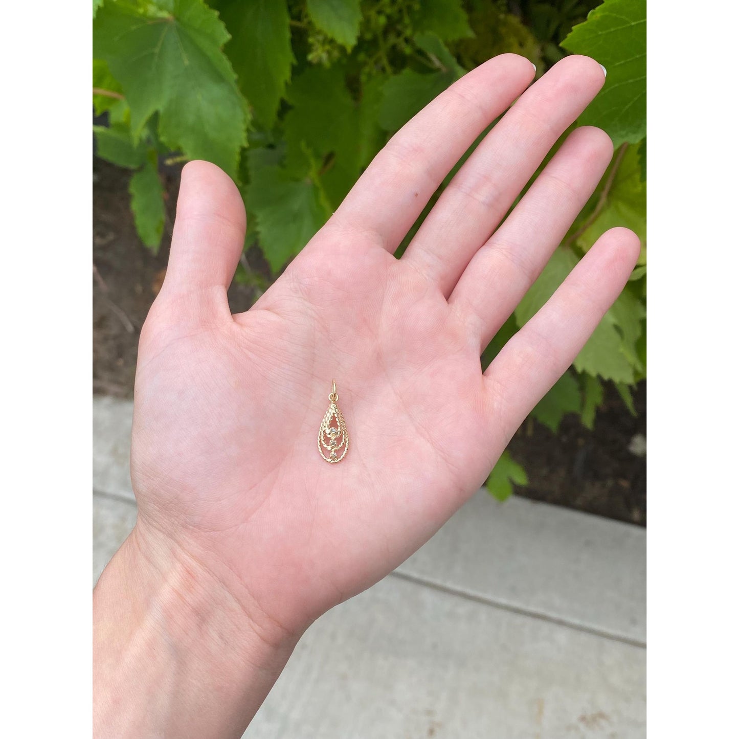 Vintage Solid 14k Yellow Gold Diamond Teardrop Stick Pin Conversion Charm