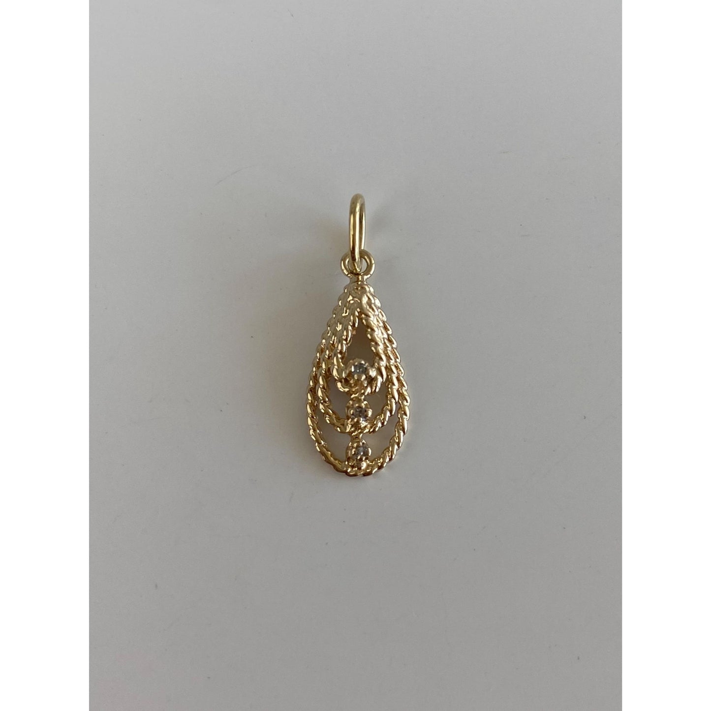 Vintage Solid 14k Yellow Gold Diamond Teardrop Stick Pin Conversion Charm