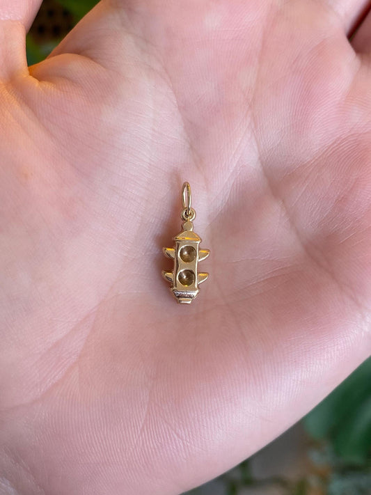 Vintage 14k Yellow Gold Stoplight Charm