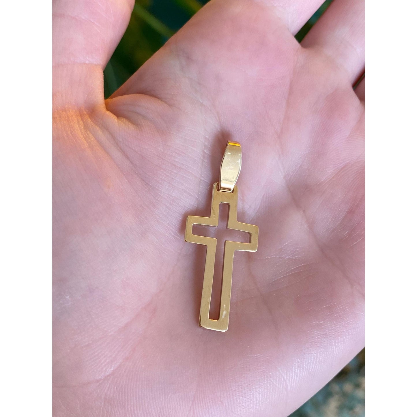 Vintage Solid 14k Yellow Gold Cross Charm