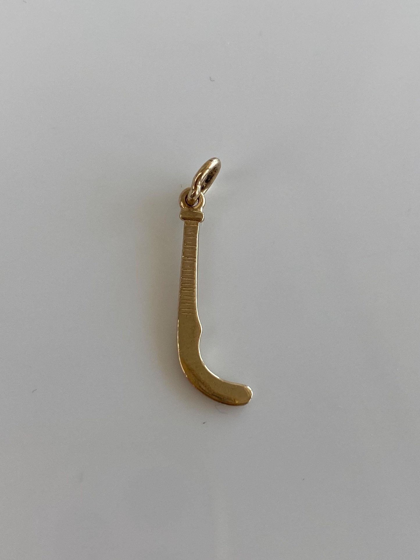 Solid 14k Yellow Gold Hockey Stick Charm