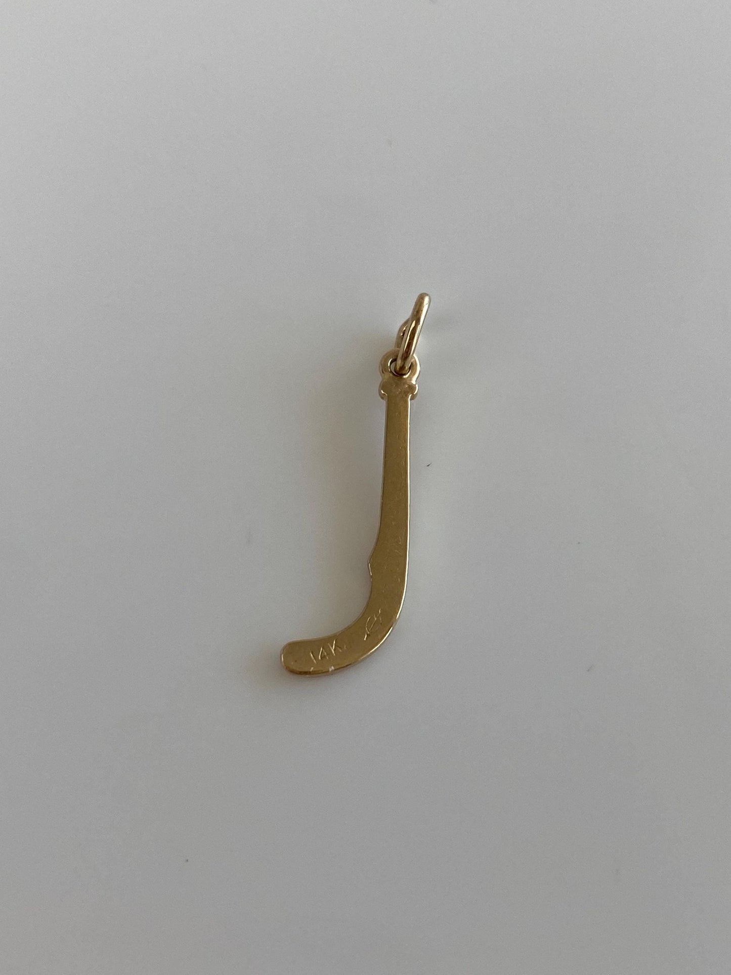 Solid 14k Yellow Gold Hockey Stick Charm