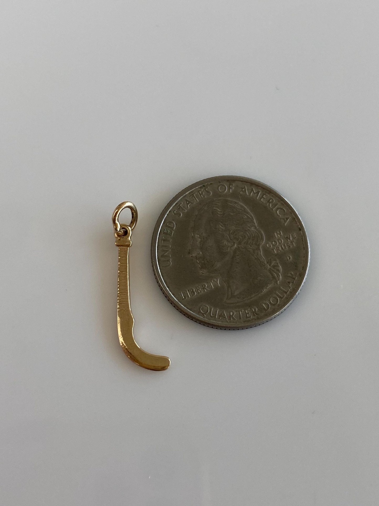 Solid 14k Yellow Gold Hockey Stick Charm