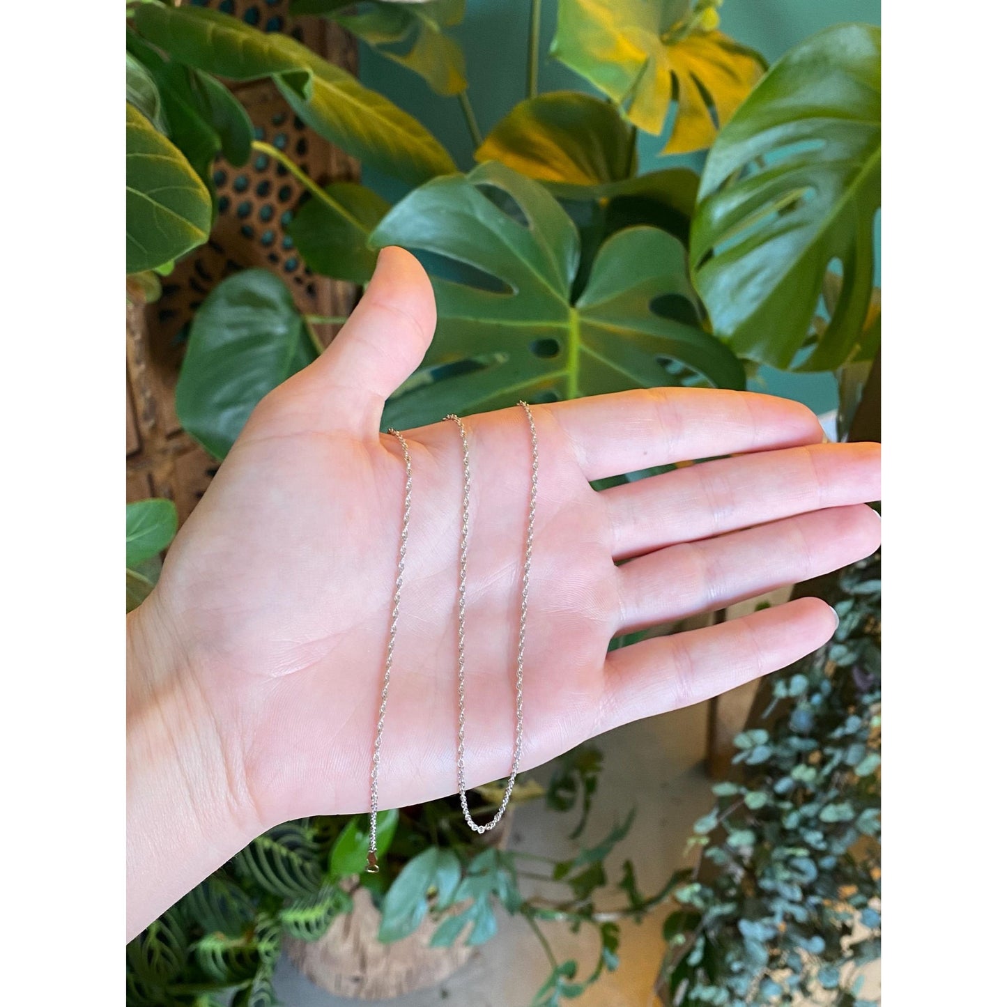 Vintage Solid 14k White Gold Chain Necklace - 15.5 inches