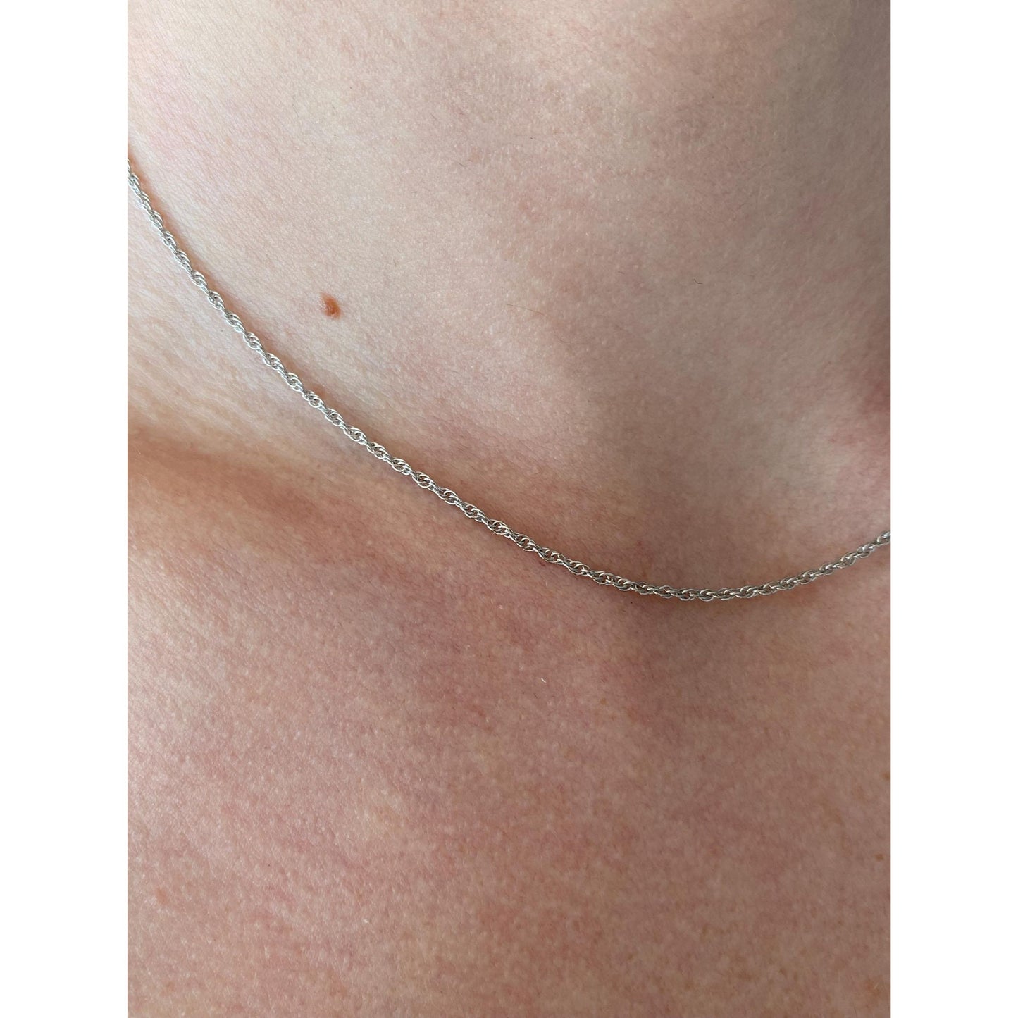 Vintage Solid 14k White Gold Chain Necklace - 15.5 inches