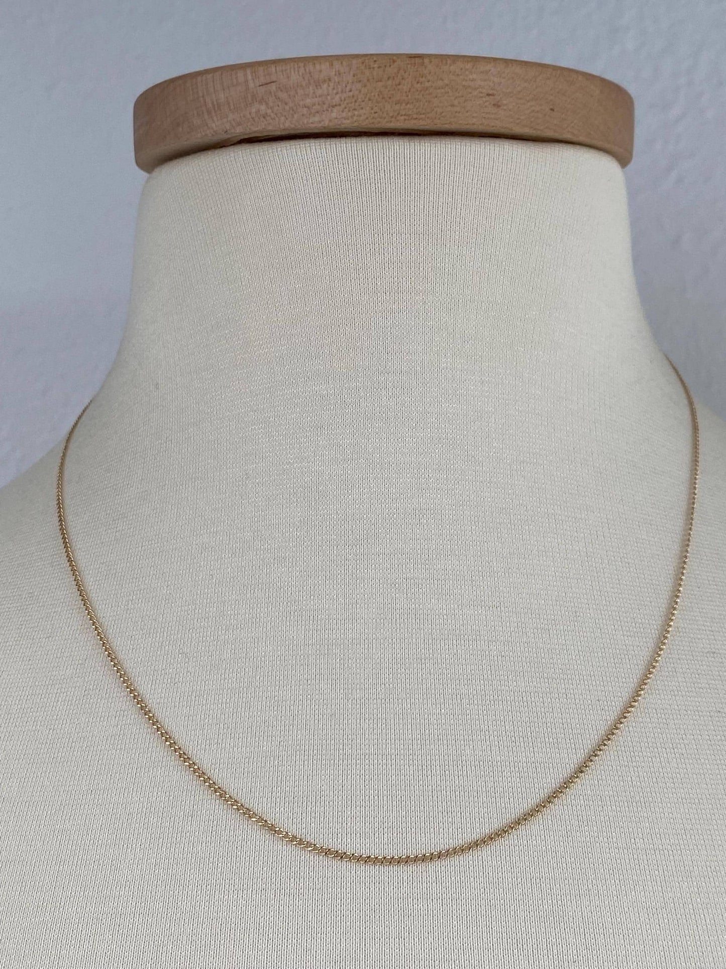 Vintage Solid 14k Yellow Gold Dainty Curb Chain Necklace - 19.5 inches