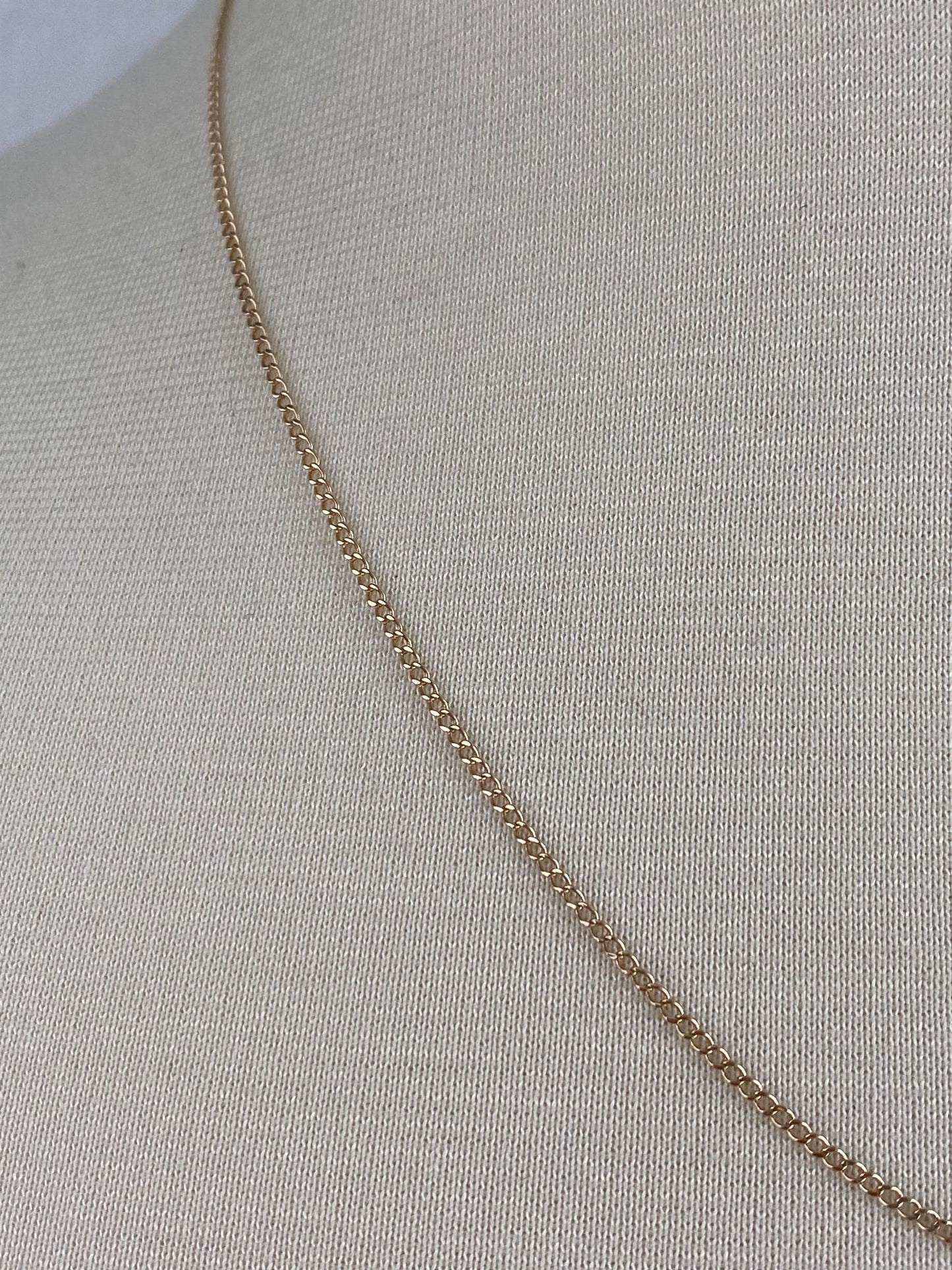 Vintage Solid 14k Yellow Gold Dainty Curb Chain Necklace - 19.5 inches
