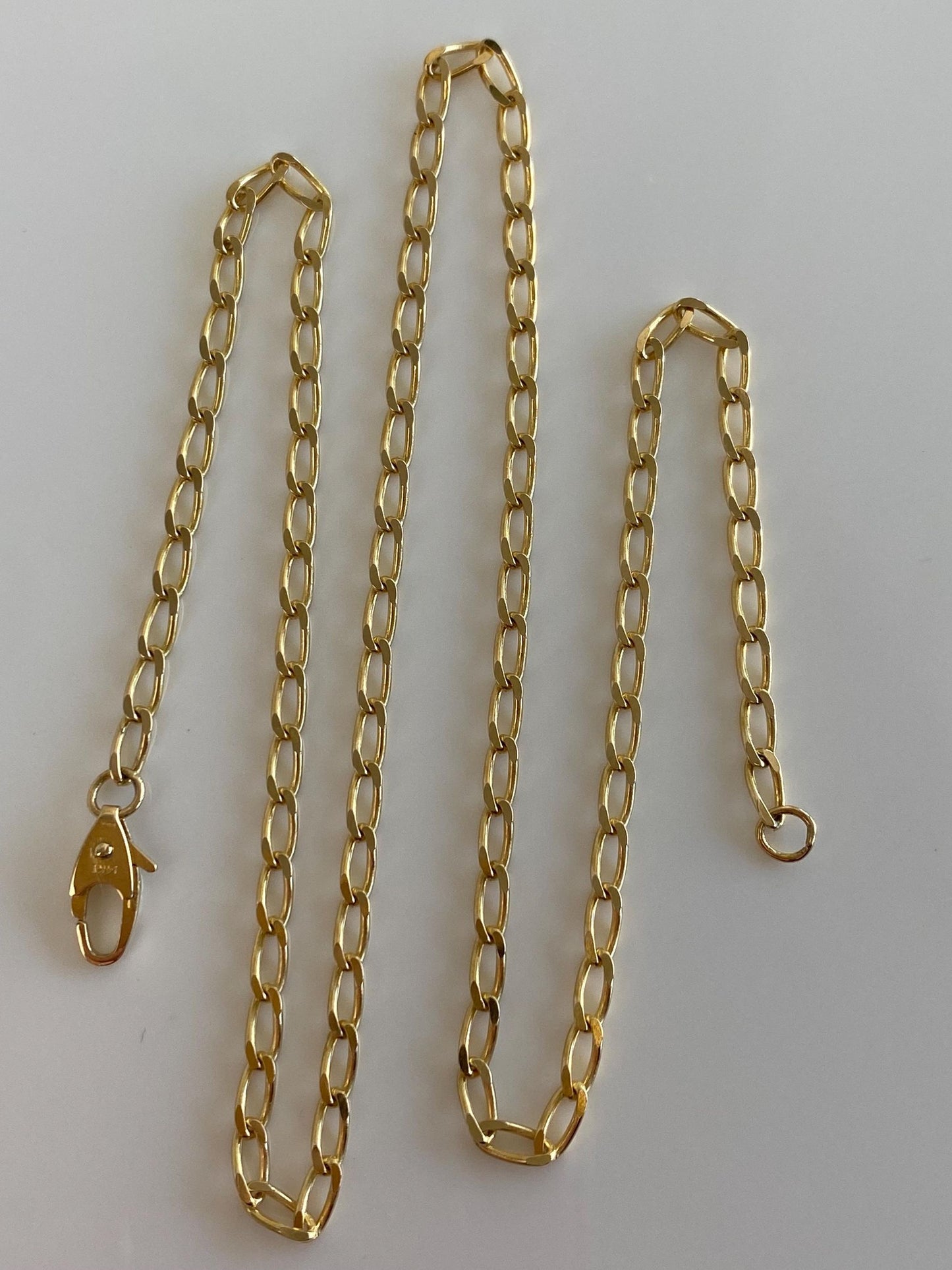 Vintage Solid 14k Yellow Gold Elongated Curb Chain Necklace - 16 inches