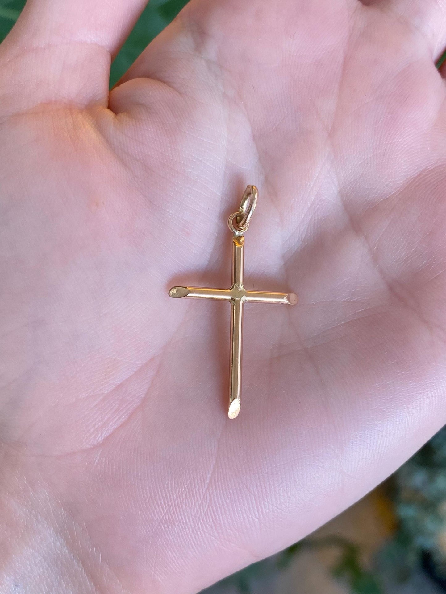 Vintage Solid 18k Yellow Gold Cross Charm