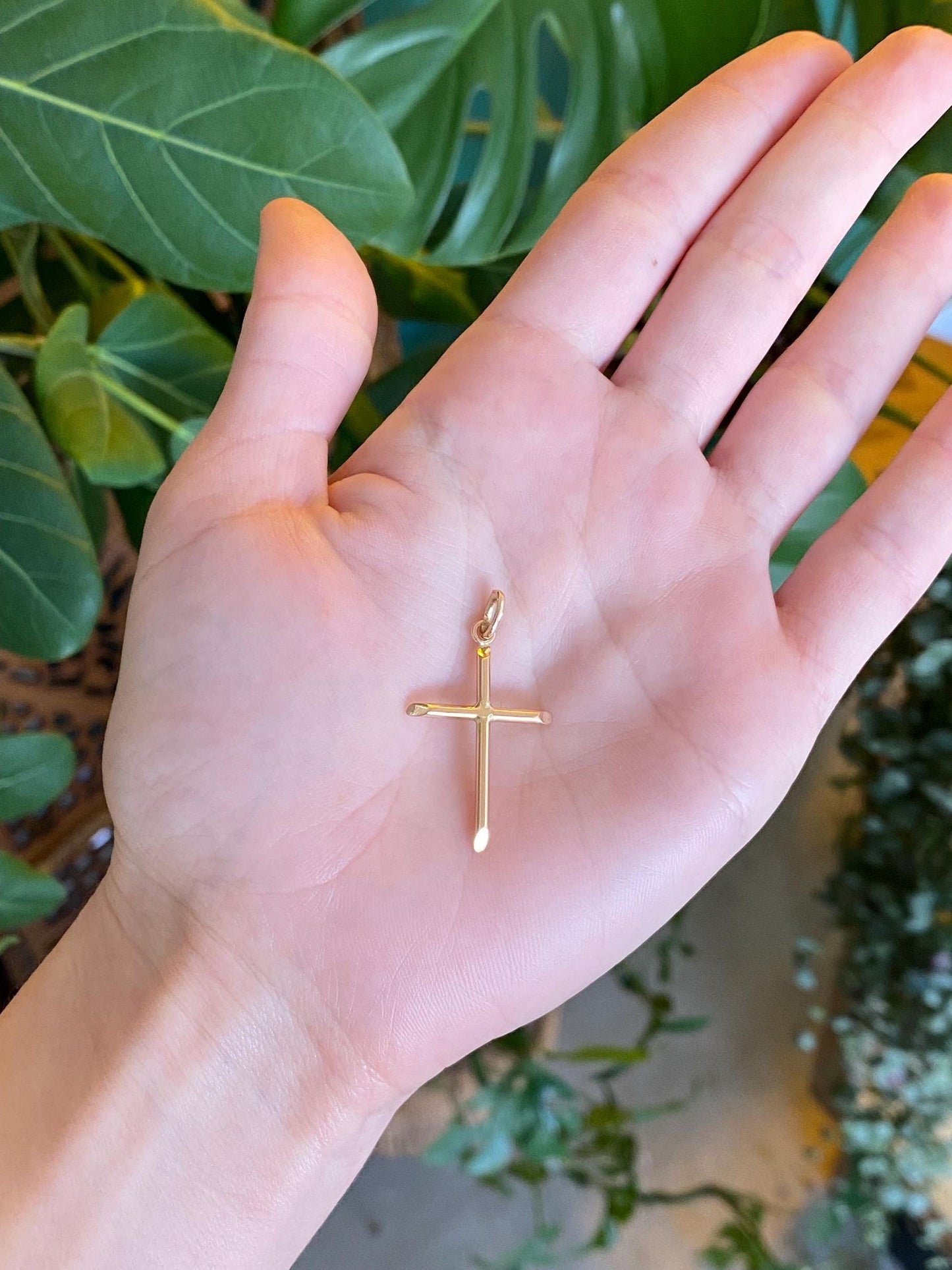 Vintage Solid 18k Yellow Gold Cross Charm