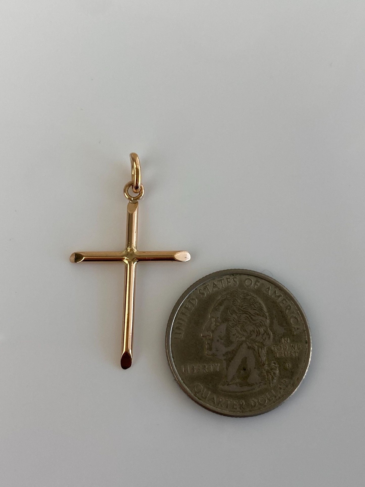 Vintage Solid 18k Yellow Gold Cross Charm