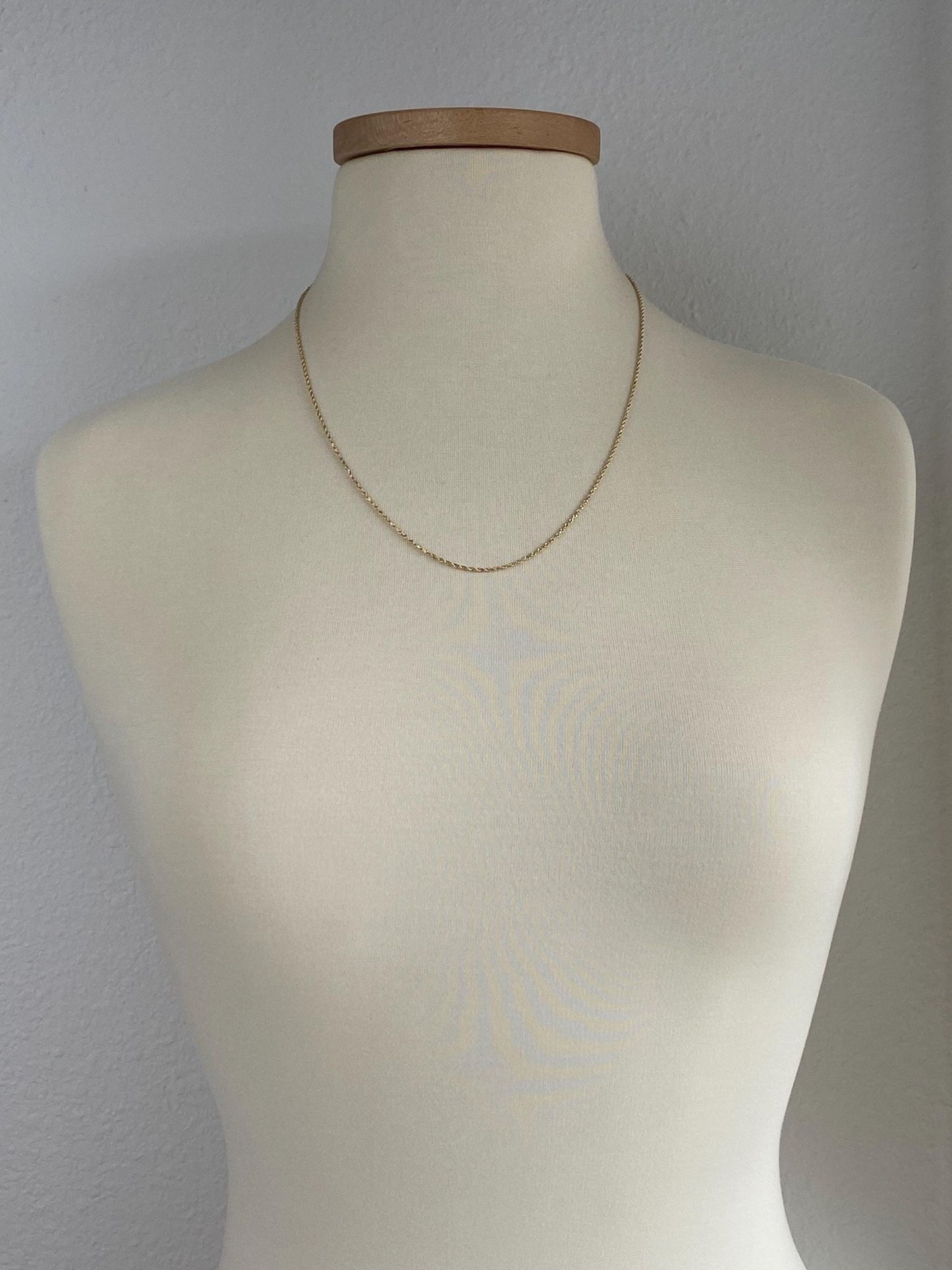 Vintage Solid 14k Yellow Gold Long Slim Rope Chain Necklace - 22.25 inches
