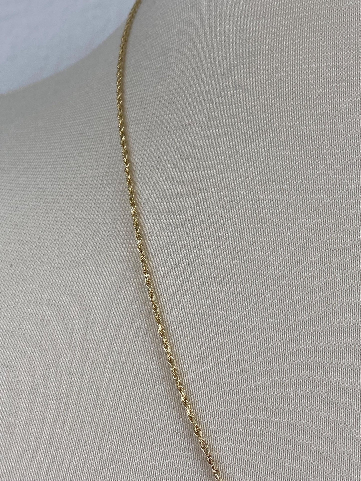 Vintage Solid 14k Yellow Gold Long Slim Rope Chain Necklace - 22.25 inches