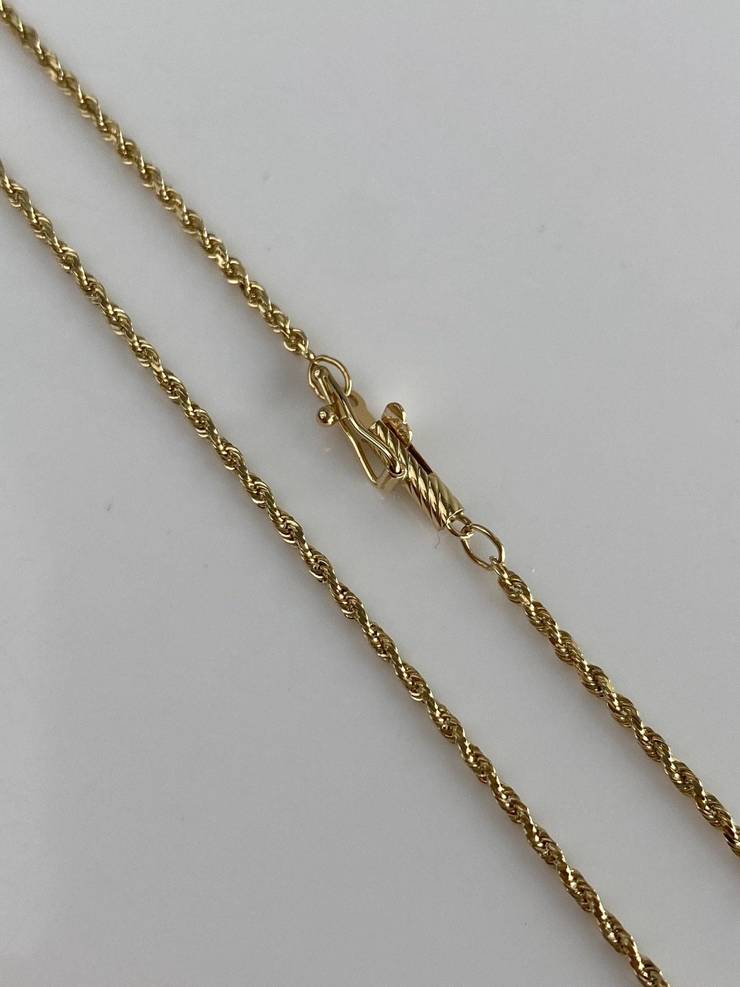Vintage Solid 14k Yellow Gold Long Slim Rope Chain Necklace - 22.25 inches