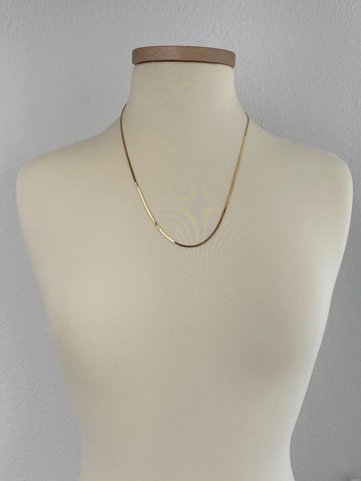 Vintage Solid 14k Yellow Gold Long Slim Flat Curb Chain Necklace - 23.25 inches