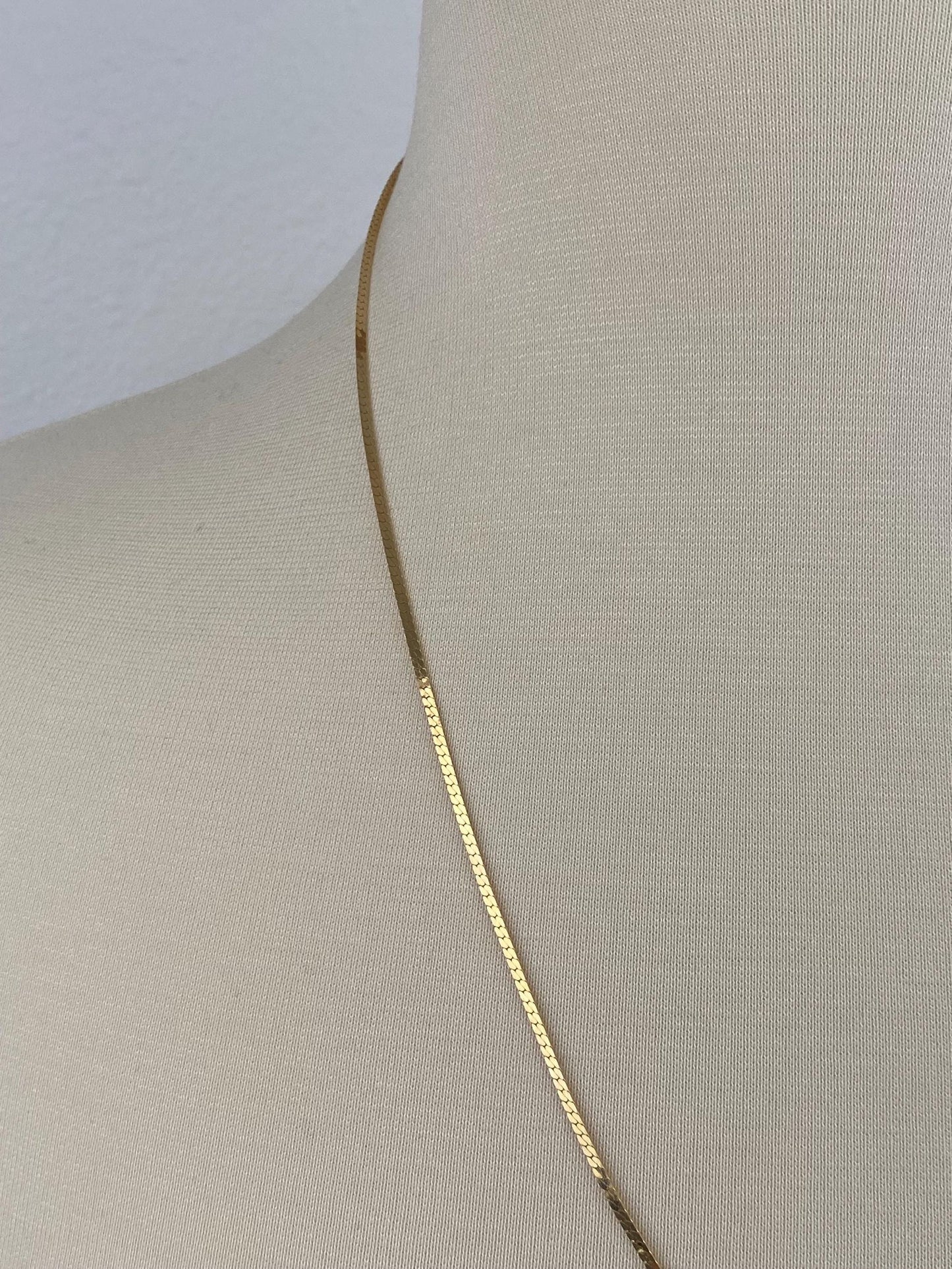 Vintage Solid 14k Yellow Gold Long Slim Flat Curb Chain Necklace - 23.25 inches