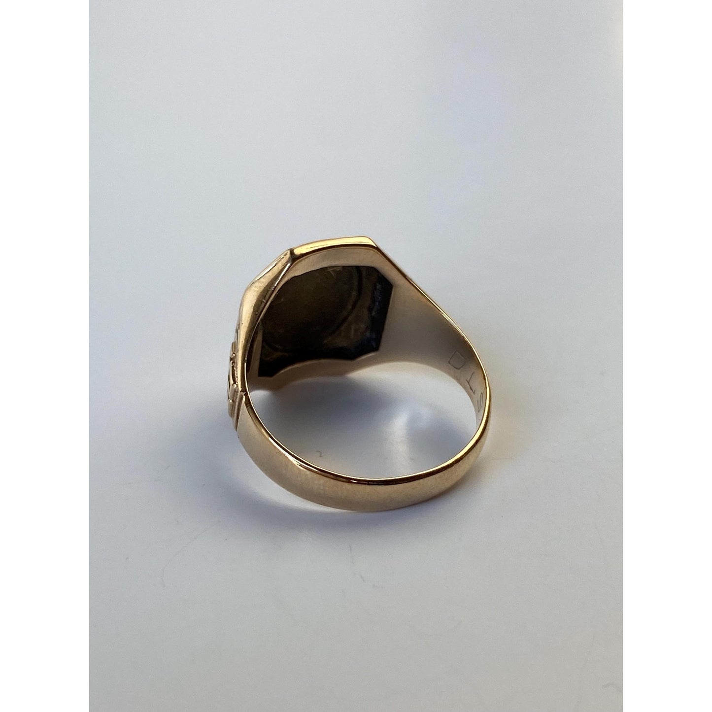 Vintage Solid 10k Yellow Gold Blue Enamel Class Ring - Size 6.25