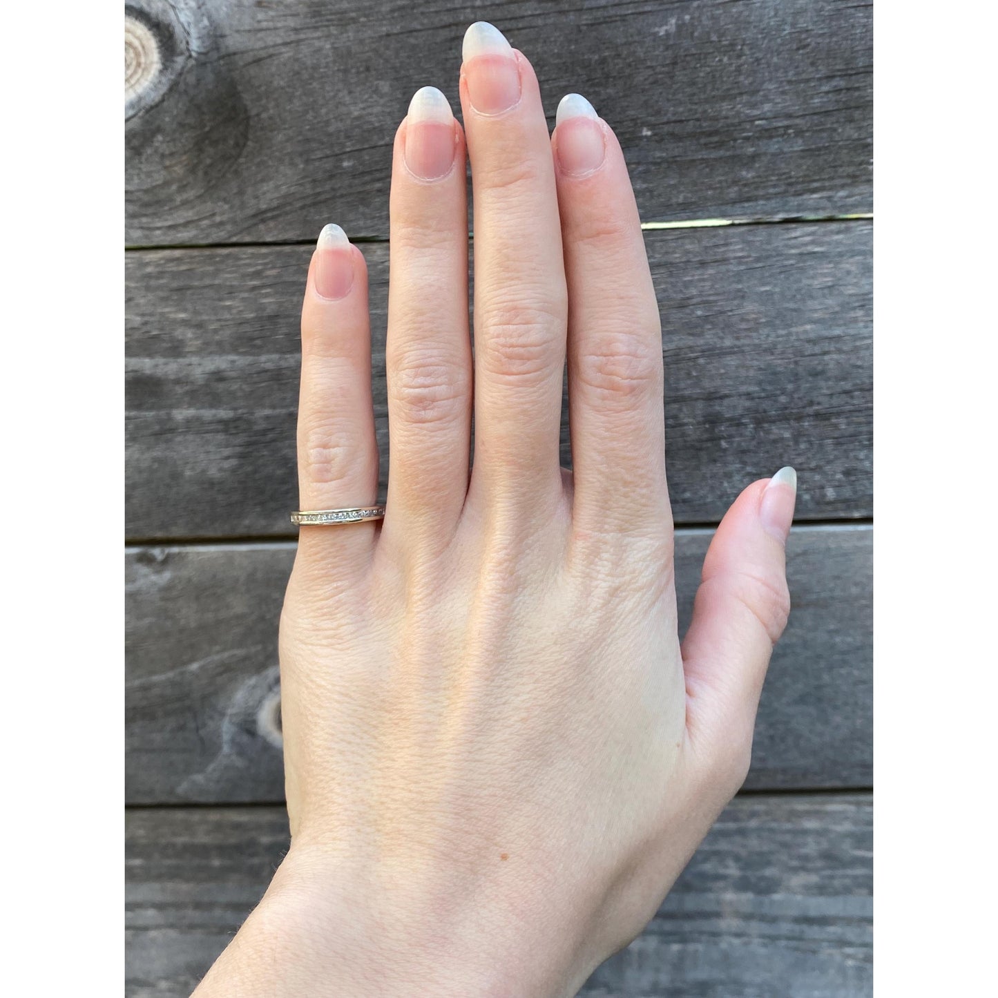 Vintage Solid 14k White Gold Channel Set Diamond Ring Band - Size 4