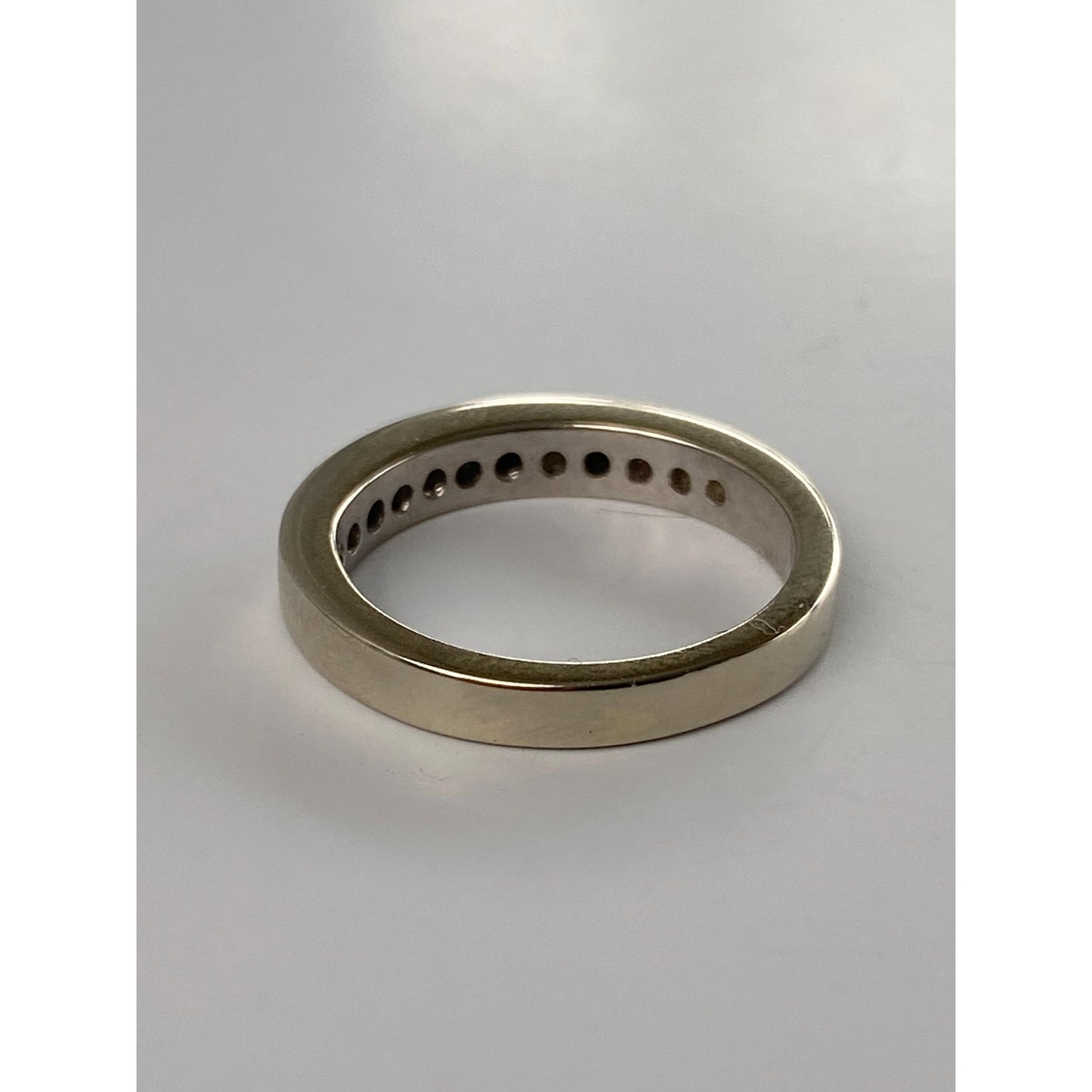 Vintage Solid 14k White Gold Channel Set Diamond Ring Band - Size 4