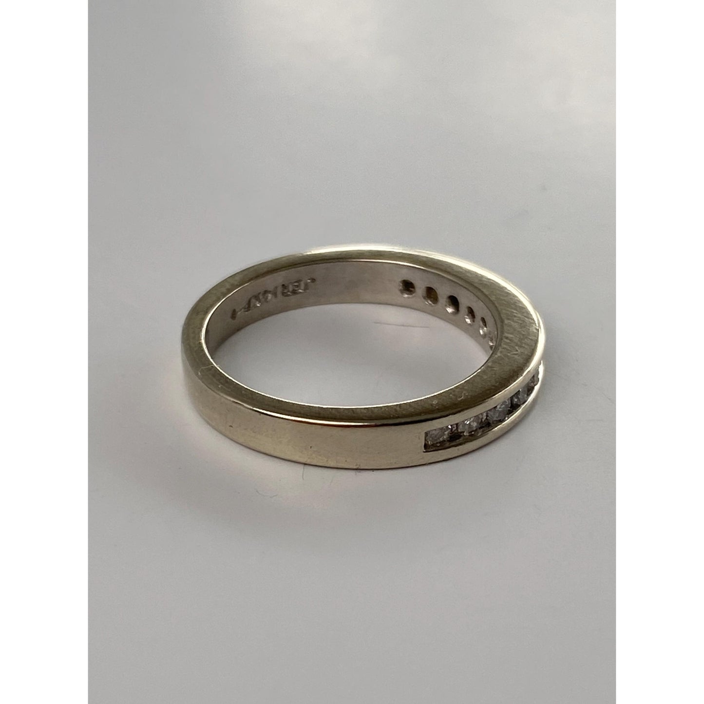 Vintage Solid 14k White Gold Channel Set Diamond Ring Band - Size 4