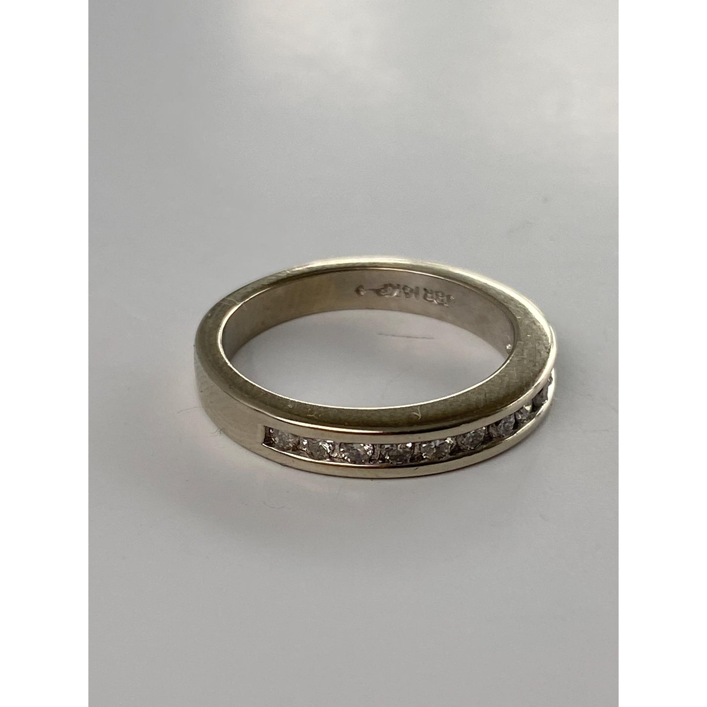 Vintage Solid 14k White Gold Channel Set Diamond Ring Band - Size 4